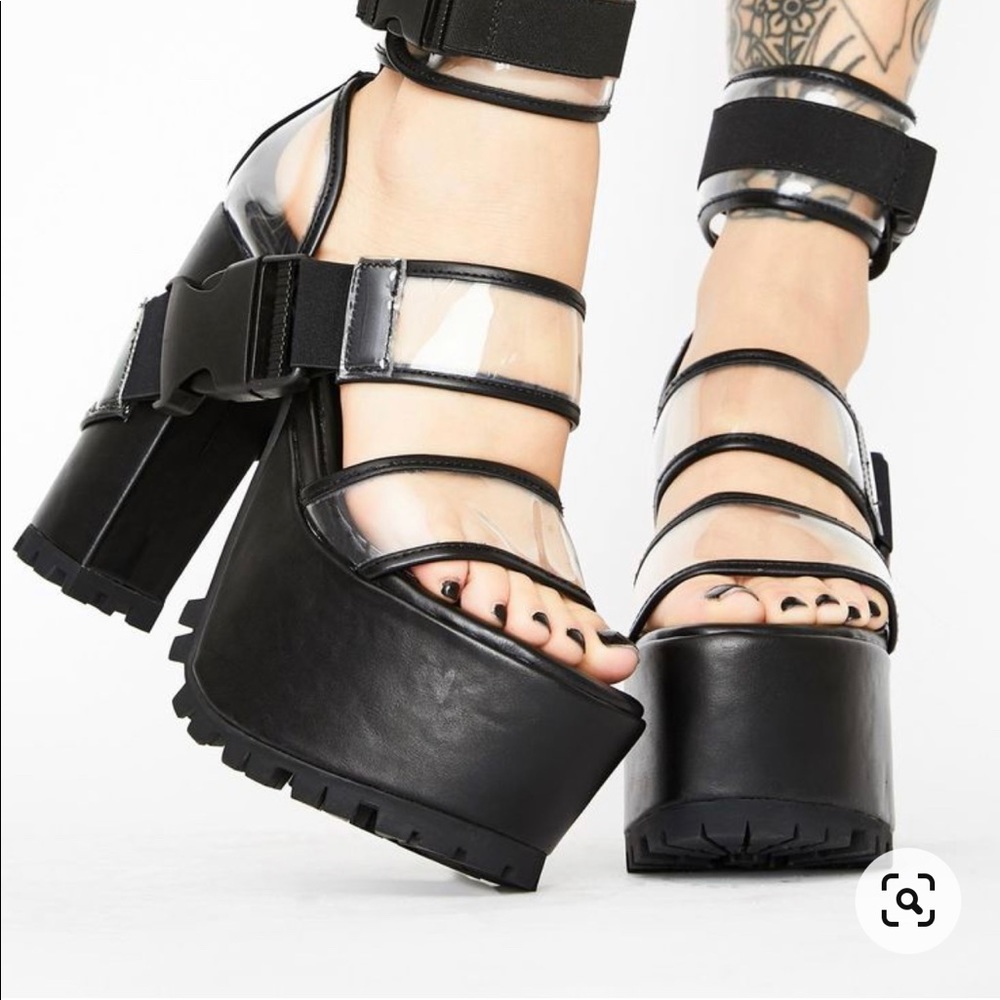 COPY - Brand New:  Current Mood - Black One Step Ahead Moto Heels